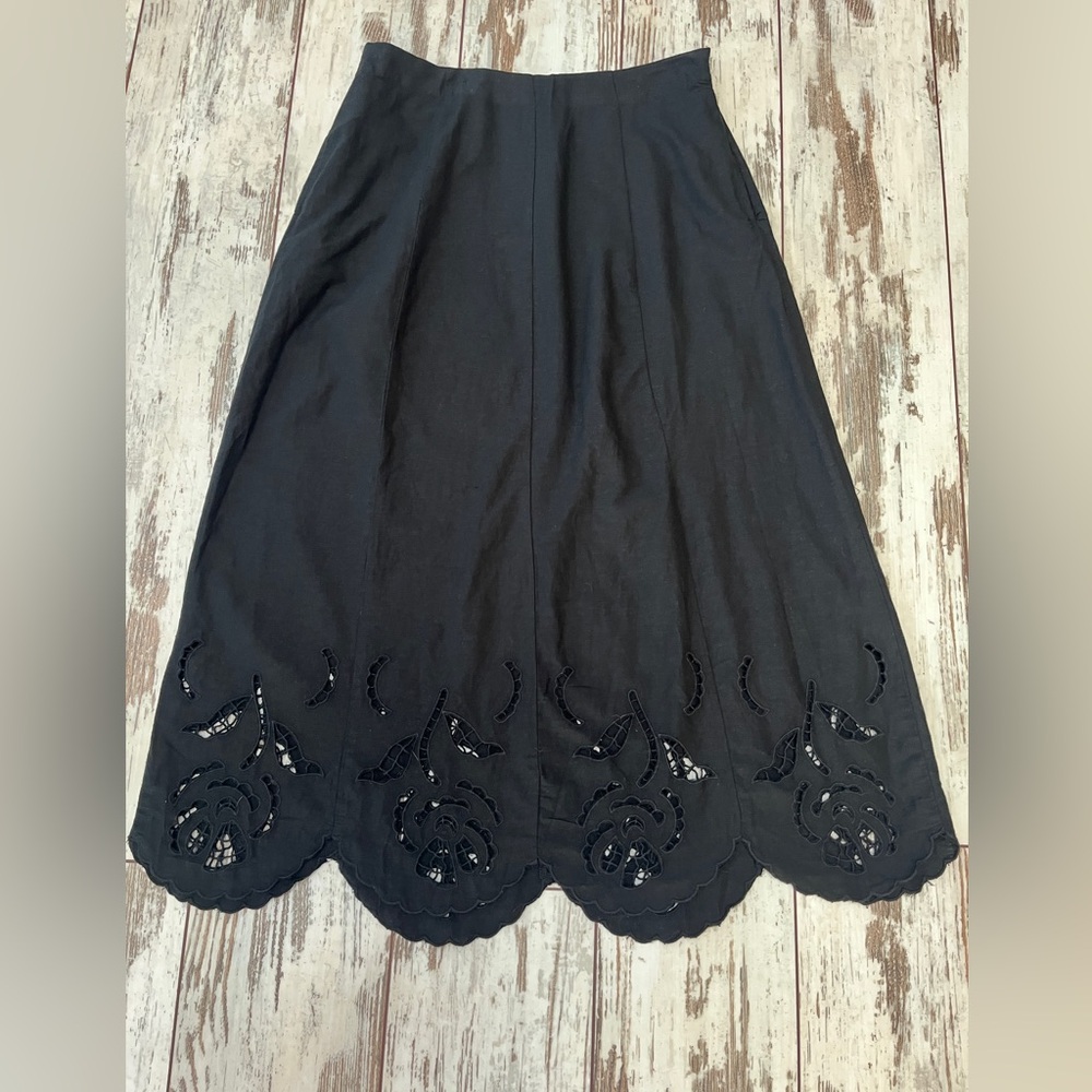 Universal Thread Black Eyelet Hem Maxi Skirt Side… - image 5